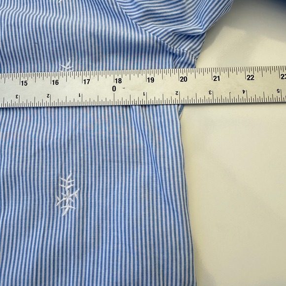 St John's Bay Top Embroidered Ruffle Neck Cotton Stripe Top Small Summer - Picture 9 of 10